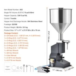 VEVOR Pneumatic Paste Liquid Filling Machine, 5-50ml Bottle Filler, Bottle Filling Machine, Stainless Steel Liquid Filler With Pedal, Silver -Aesthtic Interiors GUEST ca056a58 9cd1 46e8 a552 2cb0f503ee88