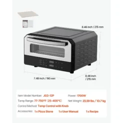 VEVOR Electric Pizza Oven, Smart Pizzas Maker Indoor With 5 Preset, 12-Inch Countertop Pizza Cooker W/ Touch Srceen, 750℉ Max Temp, Silver&Grey -Aesthtic Interiors GUEST ca15c5cd 548e 400c a365 87e581da459a