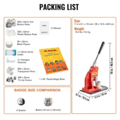 VEVOR Button Maker Machine, 32 Mm (1.25 Inch) Badge Punch Press Kit, Children DIY Gifts Pin Maker, Button Making Supplies, Orange -Aesthtic Interiors GUEST ca870091 d3df 4940 8814 30b4a86c8c06