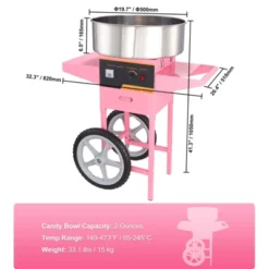 VEVOR Electric Cotton Candy Machine With Cart, 1000W Commercial Floss Maker With Stainless Steel Bowl, Sugar Scoop And Drawer, Pink -Aesthtic Interiors GUEST ca95963c 0d1f 4965 91fe f68582307a45