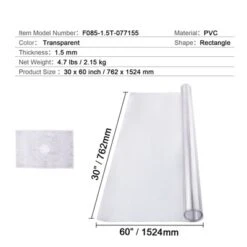 VEVOR Plastic Table Cover, 30 X 60 Inch 1.5 Mm Thick Clear Table Protector, Rectangle PVC Desk Mat, Waterproof & Easy Cleaning Desk Pad, Transparent 14 VEVOR Plastic Table Cover, 30 X 60 Inch 1.5 Mm Thick Clear Table Protector, Rectangle PVC Desk Mat, Waterproof & Easy Cleaning Desk Pad, Transparent -Aesthtic Interiors GUEST cb58539a 7614 4869 9b6b 616f2414191b