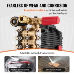 VEVOR Pressure Washer Pump, 1" Shaft Horizontal Triplex Plunger, 4300 PSI, 4.4GPM, Replacement Power Washer Pumps Kit With 5 Nozzles, Black -Aesthtic Interiors GUEST cbaedab6 68d2 4b44 89b9 eaedd963e517