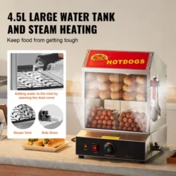 VEVOR Hot Dog Steamer, 28.5QT, 2-Tier Hot Dog Hut Steamer, 86℉~185℉ Temperature Control, Electric Bun Warmer With Tempered Glass Slide Doors -Aesthtic Interiors GUEST cc0f7123 a2cb 4662 a76e 3587bff1996a