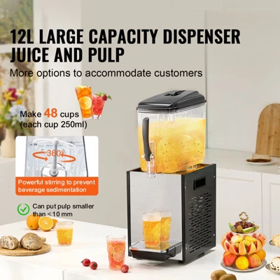VEVOR Commercial Beverage Dispenser, 12 L / 12.7 QT Juice Dispenser, 246W 304 Stainless Steel Food Grade Ice Tea Drink Machine 2 VEVOR Commercial Beverage Dispenser, 12 L / 12.7 QT Juice Dispenser, 246W 304 Stainless Steel Food Grade Ice Tea Drink Machine - Image 2