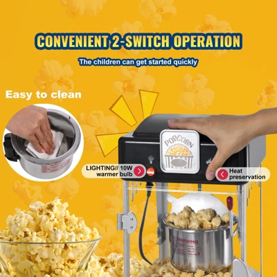 VEVOR Popcorn Maker, 300W Popcorn Popper Machine, 2.5 Oz Kettle Makes 4 QT Per Batch, Tabletop Popcorn Maker With PP Door, Includes 2 Scoops, Black 5 VEVOR Popcorn Maker, 300W Popcorn Popper Machine, 2.5 Oz Kettle Makes 4 QT Per Batch, Tabletop Popcorn Maker With PP Door, Includes 2 Scoops, Black - Image 5