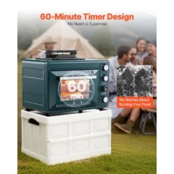 VEVOR Outdoor Oven, 2-in-1 Portable Gas Camping Stove Oven Combo, Adjustable Fire, 60-Minute Timer, With Grill Shelf And Roasting Tray, Dark Green -Aesthtic Interiors GUEST cd45fa48 8ca5 4cbe bf8d 45893941b3d3