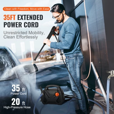 VEVOR Electric Pressure Washer, 2150-PSI 1.85-GPM, Foam Cannon High-Pressure With 5 Different Nozzle, 20ft Hose/35ft Cord Lightweight Washer, Black 6 VEVOR Electric Pressure Washer, 2150-PSI 1.85-GPM, Foam Cannon High-Pressure With 5 Different Nozzle, 20ft Hose/35ft Cord Lightweight Washer, Black - Image 6