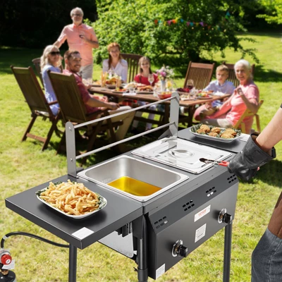 VEVOR Outdoor Propane Deep Fryer, Double Burners Commercial Fryer, 16 Qt Stainless Steel Cooker With Removable Baskets & Lids & Tanks 1 VEVOR Outdoor Propane Deep Fryer, Double Burners Commercial Fryer, 16 Qt Stainless Steel Cooker With Removable Baskets & Lids & Tanks