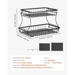 VEVOR 2 Tier Fruit Basket, Countertop Fruits Vegetable Bowl With Banana Hangers, Metal Wire Storage Stand For Kitchen Counter, Black -Aesthtic Interiors GUEST cdb736a6 1ab5 4c36 9b46 3e4dbcb6aaf7