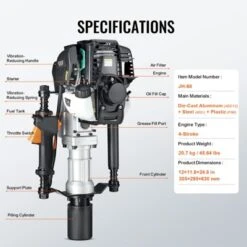 VEVOR 37.77cc Gas-Powered T Post Driver, 4-Stroke Engine Gasoline Fence Piling Pounder, With 2 Post Driving Head(55/70 Mm) , Black 14 VEVOR 37.77cc Gas-Powered T Post Driver, 4-Stroke Engine Gasoline Fence Piling Pounder, With 2 Post Driving Head(55/70 Mm) , Black -Aesthtic Interiors GUEST cddba2a2 bf9a 4d1f af89 e37cd6a1e9f2
