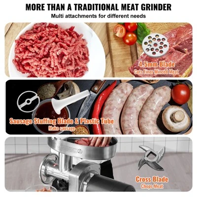 VEVOR Meat Grinder, 6 Lbs/Min Capacity Electric Meat Grinders With Blade, Grinding Plate, Sausage Maker, Stainless Steel Commercial Meat Mincer 3 VEVOR Meat Grinder, 6 Lbs/Min Capacity Electric Meat Grinders With Blade, Grinding Plate, Sausage Maker, Stainless Steel Commercial Meat Mincer - Image 3