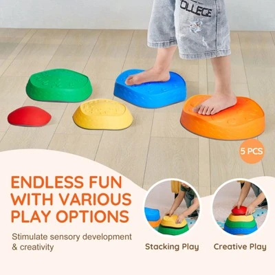 VEVOR Balance Stepping Stones For Kids, 5 PCS, Up To 220 Lbs, Non-Slip Toddlers Sensory Stepping Stones, Toys For Children Aged 3 4 5 6 7 8+ 3 VEVOR Balance Stepping Stones For Kids, 5 PCS, Up To 220 Lbs, Non-Slip Toddlers Sensory Stepping Stones, Toys For Children Aged 3 4 5 6 7 8+ - Image 3