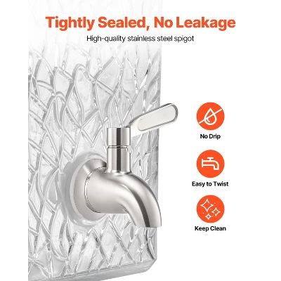 VEVOR Beverage Dispenser, 2.5 Gallon Drink Dispensers For Parties, Glass Juice Dispenser With Metal Stand, Stainless Steel Spigot, Clear 3 VEVOR Beverage Dispenser, 2.5 Gallon Drink Dispensers For Parties, Glass Juice Dispenser With Metal Stand, Stainless Steel Spigot, Clear - Image 3