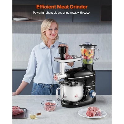 VEVOR 3-in-1 Multifunctional Stand Mixer, 6QT Stainless Steel Bowl, 660W 6+P Speeds Tilt-head Food Mixer, Black 5 VEVOR 3-in-1 Multifunctional Stand Mixer, 6QT Stainless Steel Bowl, 660W 6+P Speeds Tilt-head Food Mixer, Black - Image 5