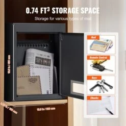 VEVOR Through The Wall Drop Box, Heavy Duty Steel Through The Wall Mailbox With 2.8-7.9" 13" Combination Lock, 12.5x6.3x16.9" Mail Drop Box, Black -Aesthtic Interiors GUEST ce9388f5 1252 4298 b29d 92b5677ed4b1