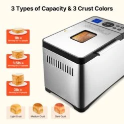 VEVOR Bread Maker, 19-in-1 2LB Dough Machine, Nonstick Ceramic Pan Automatic Breadmaker, 3 Loaf Sizes, 3 Crust Colors, Silver -Aesthtic Interiors GUEST ce9642c8 fb69 4eed af79 76062a35a9f7