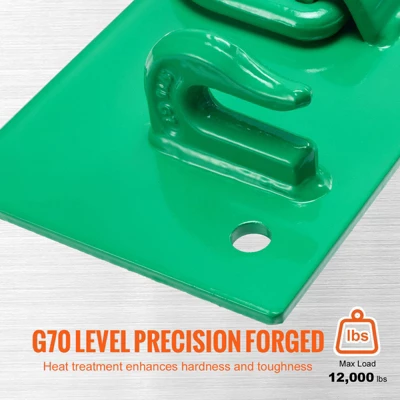 VEVOR 5/16" Tractor Bucket Hook With Tie Down Ring, Grade 70 Forged Steel Heavy Duty Bolt-On Grab Hook With Back Plate, Green 2 VEVOR 5/16" Tractor Bucket Hook With Tie Down Ring, Grade 70 Forged Steel Heavy Duty Bolt-On Grab Hook With Back Plate, Green - Image 2