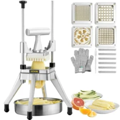 VEVOR Commercial Vegetable Fruit Chopper, Stainless Steel French Fry Cutter With 4 Blades 1/4" 3/8" 1/2", 6-wedge Slicer, Chopper Dicer With Tray 15 VEVOR Commercial Vegetable Fruit Chopper, Stainless Steel French Fry Cutter With 4 Blades 1/4" 3/8" 1/2", 6-wedge Slicer, Chopper Dicer With Tray -Aesthtic Interiors GUEST ceda05f9 99b8 448c b912 45933bc8013a