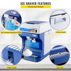 VEVOR 110V Electric Shaved Ice Machine 250W Snow Cone Maker Tabletop With Adjustable Ice Texture, Ice Shaving Machine 265LBs/hr, Blue -Aesthtic Interiors GUEST cffb9f9b 0b97 48bd 9fbf d66cd3277be3