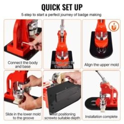 VEVOR Button Maker Machine, 58 Mm (2.25 Inch) Badge Punch Press Kit, Children DIY Gifts Pin Maker, Button Making Supplies, Orange -Aesthtic Interiors GUEST d018c035 4d55 416f bb59 c6e74c658f74