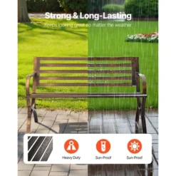 VEVOR Outdoor Bench, 50 Inch, Carbon Steel Metal Frame With Slatted Pattern Backrest And Round Edge Armrests, Weatherproof, Antique Bronze -Aesthtic Interiors GUEST d0201d82 4bc7 48e6 b3c4 d693a183f9d4