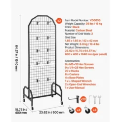 VEVOR 2 Packs Grid Wall Panels, 1.9 X 5.4 Ft Wire Grid Panels Display Rack, Movable Art Display Shelf With Wheels And 20 Hooks, Black 14 VEVOR 2 Packs Grid Wall Panels, 1.9 X 5.4 Ft Wire Grid Panels Display Rack, Movable Art Display Shelf With Wheels And 20 Hooks, Black -Aesthtic Interiors GUEST d03962fe 313b 4180 9c9b 997ef04a9b71