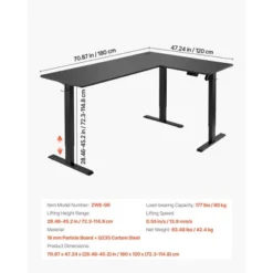 VEVOR L Shaped Desk, Electric Adjustable Height Corner Gaming Desk With Dual Hooks, Heavy Duty Carbon Steel L-Shaped Computer Table, Black 13 VEVOR L Shaped Desk, Electric Adjustable Height Corner Gaming Desk With Dual Hooks, Heavy Duty Carbon Steel L-Shaped Computer Table, Black -Aesthtic Interiors GUEST d0795787 8a72 48cd 82dd 0218aba11ee1