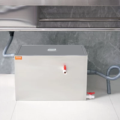 VEVOR Commercial Grease Trap, 40 LBS Grease Interceptor, Side Inlet Interceptor, Stainless Steel Grease Trap, 10 GPM Waste Water Oil-water Separator 1 VEVOR Commercial Grease Trap, 40 LBS Grease Interceptor, Side Inlet Interceptor, Stainless Steel Grease Trap, 10 GPM Waste Water Oil-water Separator
