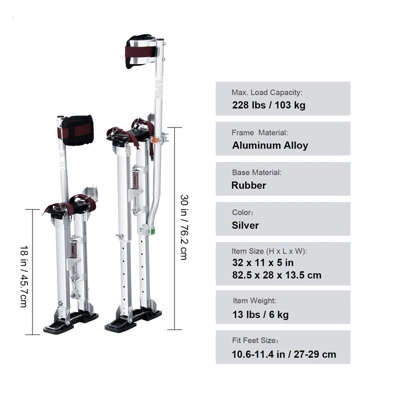 VEVOR Drywall Stilts, 18''-30'' Adjustable Aluminum Tool Stilts With Protective Knee Pads 7 VEVOR Drywall Stilts, 18''-30'' Adjustable Aluminum Tool Stilts With Protective Knee Pads - Image 7