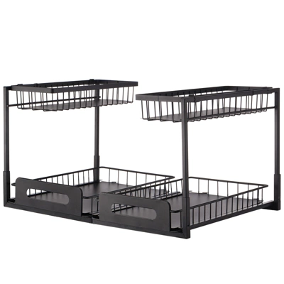 VEVOR 2 Tier Pull Out Cabinet Organizer(10.7"W X 14.2"D ), Under Sink Organizer And Storage, Slide Out Drawer Cabinet Organizer, Black 8 VEVOR 2 Tier Pull Out Cabinet Organizer(10.7"W X 14.2"D ), Under Sink Organizer And Storage, Slide Out Drawer Cabinet Organizer, Black - Image 8