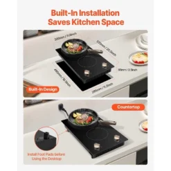 VEVOR Induction Cooktop, 1800W Electric Countertop Burner,2 Burner Knob Control Stove,Built-in Induction Cooktop With 12 Temperature Settings, Black -Aesthtic Interiors GUEST d1c08e20 9648 4199 b012 b5b198bfe482
