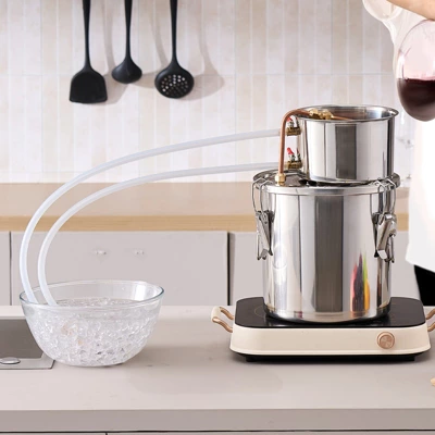 VEVOR Alcohol Still, 3 Gal / 11.4 L Stainless Steel Water Alcohol Distiller With Copper Coil, Home Brewing Refining Fermentation Kit, Silver 1 VEVOR Alcohol Still, 3 Gal / 11.4 L Stainless Steel Water Alcohol Distiller With Copper Coil, Home Brewing Refining Fermentation Kit, Silver