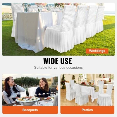 VEVOR Stretch Spandex Folding Chair Covers, Universal Fitted Chair Cover With Skirt, Removable Washable Protective Slipcovers, (4 PCS White) 6 VEVOR Stretch Spandex Folding Chair Covers, Universal Fitted Chair Cover With Skirt, Removable Washable Protective Slipcovers, (4 PCS White) - Image 6