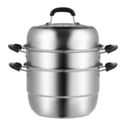 VEVOR Steamer Pot 11in/28cm, 3 Tier Steamer Pot For Cooking With 8.5QT Stock Pot, Vegetable Steamer & 2 Steaming Tray -Aesthtic Interiors GUEST d2805c00 70d6 4561 a7e8 e0a45a31df9f