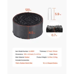 VEVOR Rubber Mulch For Landscaping, Recycled Rubber Mulch Mat 120 X 4.5 In,Permanent Rubber Pathway, Natural-Looking Black Mulch Garden Edging Border -Aesthtic Interiors GUEST d2c2fa98 6294 47b0 b273 912769877c72