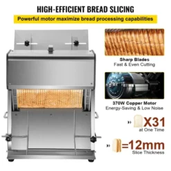 VEVOR Commercial Toast Bread Slicer, 12mm Thickness Electric Bread Cutting Machine, 31PCS Commercial Bakery Bread Slicer, Silver 11 VEVOR Commercial Toast Bread Slicer, 12mm Thickness Electric Bread Cutting Machine, 31PCS Commercial Bakery Bread Slicer, Silver -Aesthtic Interiors GUEST d3352521 3228 42c7 9584 b704ac5939b3
