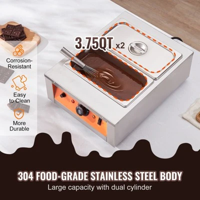 VEVOR Chocolate Tempering Machine, 17.6 Lbs 2 Tanks Chocolate Melting Pot TEMP Control 86~185℉,1500W Stainless Steel Electric Commercial Food Warmer 5 VEVOR Chocolate Tempering Machine, 17.6 Lbs 2 Tanks Chocolate Melting Pot TEMP Control 86~185℉,1500W Stainless Steel Electric Commercial Food Warmer - Image 5