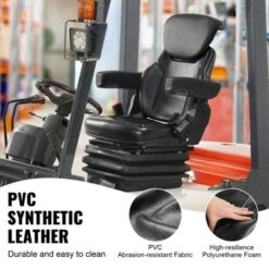 VEVOR Universal Tractor Seat Suspension, Fold Down Forklift Seat With Adjustable Angle Back, Micro Switch, Seatbelt And Armrests, Black -Aesthtic Interiors GUEST d394cbff 26c0 4b38 b914 f195e8040459