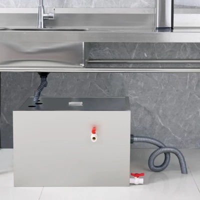 VEVOR Commercial Grease Trap, 40 LBS Grease Interceptor, Top Inlet Interceptor, Stainless Steel Grease Trap, 10 GPM Waste Water Oil-water Separator 1 VEVOR Commercial Grease Trap, 40 LBS Grease Interceptor, Top Inlet Interceptor, Stainless Steel Grease Trap, 10 GPM Waste Water Oil-water Separator