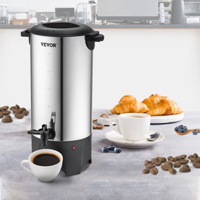 VEVOR Commercial Coffee Urn, 50 Cups Stainless Steel Large Coffee Dispenser, 1000W 110V Electric Coffee Maker Urn For Quick Brewing, Silver 1 VEVOR Commercial Coffee Urn, 50 Cups Stainless Steel Large Coffee Dispenser, 1000W 110V Electric Coffee Maker Urn For Quick Brewing, Silver