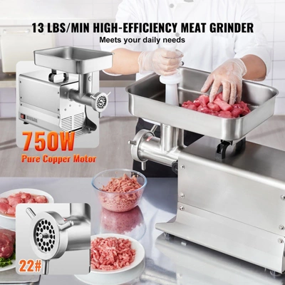 VEVOR Meat Grinder, 13 Lbs/Min Capacity Electric Meat Grinders With Blade, Grinding Plate, Sausage Maker, Stainless Steel Commercial Meat Mincer 2 VEVOR Meat Grinder, 13 Lbs/Min Capacity Electric Meat Grinders With Blade, Grinding Plate, Sausage Maker, Stainless Steel Commercial Meat Mincer - Image 2
