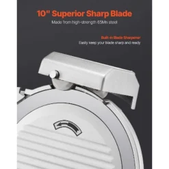 VEVOR Commercial Meat Slicer, 10 Inch Electric Deli Food Slicer, 180W Meat Cutter With A Premium 65Mn Blade, 0-0.4 Inch Adjustable Thickness, Silver -Aesthtic Interiors GUEST d4887d0d 7632 4a53 ae13 a550553b23f1