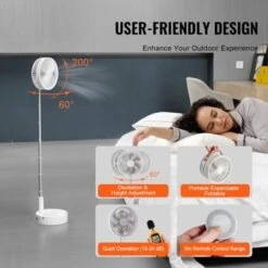VEVOR 8 Inch Foldable Oscillating Standing Fan With Remote Control, 4 Speed Adjustable Portable Desk Quiet Fan, 7200mah Small Fan -Aesthtic Interiors GUEST d4968f6a 5b6d 4861 b0e0 dba3172c669e