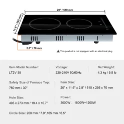 VEVOR Built In Electric Stove Top, 20 X 11.6 Inch 2 Burners, 240V Glass Radiant Cooktop With Sensor Touch Control, Timer & Child Lock Included -Aesthtic Interiors GUEST d4ebeab8 dec9 426a bdbf d3814be507b3