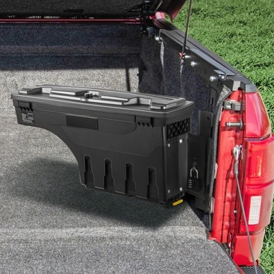 VEVOR Truck Bed Storage Box, Lockable Swing Case With Password Padlock, 6.6 Gal/25 L ABS Wheel Well Tool Box, Waterproof And Durable 1 VEVOR Truck Bed Storage Box, Lockable Swing Case With Password Padlock, 6.6 Gal/25 L ABS Wheel Well Tool Box, Waterproof And Durable