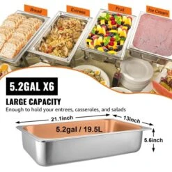 VEVOR 6 Pack Steam Table Pans 20.9 X 12.8 X 5.9 Inch Deep Steam Table Pan Full Size 20.5L Deep Food Container Stainless Steel Oven Tray, Silver 11 VEVOR 6 Pack Steam Table Pans 20.9 X 12.8 X 5.9 Inch Deep Steam Table Pan Full Size 20.5L Deep Food Container Stainless Steel Oven Tray, Silver -Aesthtic Interiors GUEST d4fdbf74 a1dd 4ba5 acef 81288cad951f