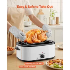 VEVOR Roaster Oven, 26QT Electric Roasting Pan, 150-450℉ Adjustable Temperature Fast-Cooking Turkey Roaster, Fits 30lb Turkey, White -Aesthtic Interiors GUEST d5082970 ea54 43ec 9b43 adbde1cc496c