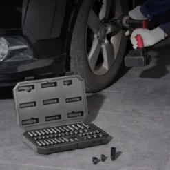 VEVOR Drive Impact Socket Set 1/4" - 14 Piece Deep Socket Set Metric 4-15mm - 6 Point Cr-Mo Alloy Steel For Auto Repair - Easy-to-Read,BLACK