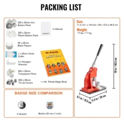 VEVOR Button Maker Machine, 25mm (1 Inch) Badge Punch Press Kit, Children DIY Gifts Pin Maker, Button Making Supplies, Orange -Aesthtic Interiors GUEST d5534d22 88e0 4d37 b1d4 1f36f1fea2f5