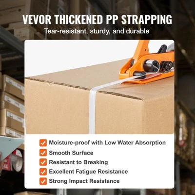 VEVOR Banding Strapping Kit With Strapping Tensioner Tool, Banding Sealer Tool, 3280 Ft Length PP Band, 1000 Metal Seals, Pallet Packaging Strapping 4 VEVOR Banding Strapping Kit With Strapping Tensioner Tool, Banding Sealer Tool, 3280 Ft Length PP Band, 1000 Metal Seals, Pallet Packaging Strapping - Image 4